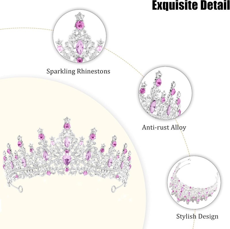 TAROSE Crowns for Women, Queen Crystal Gold Silver Tiaras with White Rhinestone and Combs, Goddess Crown for Wedding Bride Birthday Princess Bridal Shower Hair Accessories for Women - Image 4